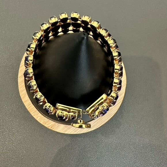 Coach 3 Row Purple Rhinestone Crystal Fancy Statement Bling Bracelet 7" - Picture 9 of 12